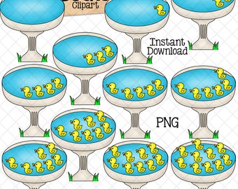 Counting Ducks In A Bird Bath ClipArt - Spring Duckling Counting - Seasonal Math Graphics - Commercial Use PNG