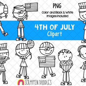 4th of July Clipart Forth of July Doodle Boys USA Clipart Independence Day Clipart Patriotic Clipart Hand Drawn PNG image 2