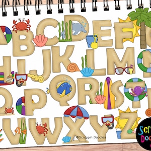 Beach Days Alphabet Clip Art {Scrappin Doodles Clip Art}