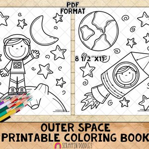 Outer Space Coloring Book - Astronaut Coloring Pages - Printable PDF Coloring Book
