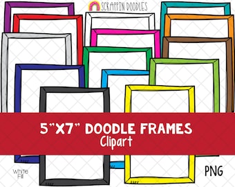 Doodle Borders Frames ClipArt - Hand Drawn 5x7 Frames - Task Card Borders - Product Cover Frames - Hand Doodled PNG Frames