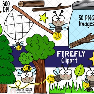 Firefly ClipArt - Insect ClipArt - Catching Bugs - Hand Drawn Clipart - Lightning Bug ClipArt - Cute Bug ClipArt - Create an Insect Scene