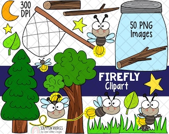 Firefly ClipArt - Insect ClipArt - Catching Bugs - Hand Drawn Clipart - Lightning Bug ClipArt - Cute Bug ClipArt - Create an Insect Scene