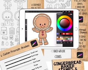 Sellos y pinceles adicionales de Gingerbread Baker para Procreate