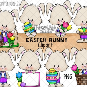 Easter Bunny ClipArt - Easter Eggs - Spring Rabbit Graphics - Easter Sublimation - Commercial Use - PNG