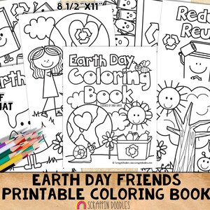 Earth Day Friends Coloring Book - Kids Printable PDF Coloring Pages - Print at Home