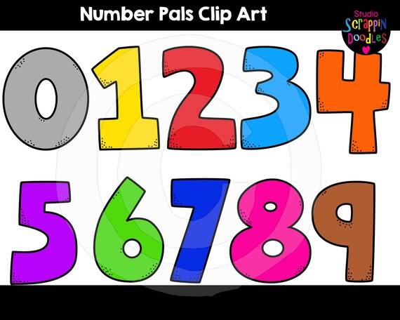 Number Pals Clip Art Cute Commercial Use Number Clipart, Colored Numbers  Clip Art scrappin Doodles Clipart - Etsy
