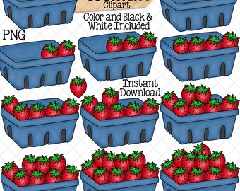 Counting Strawberries ClipArt - Summer Strawberry Counting - Seasonal Math Graphics - Commercial Use PNG