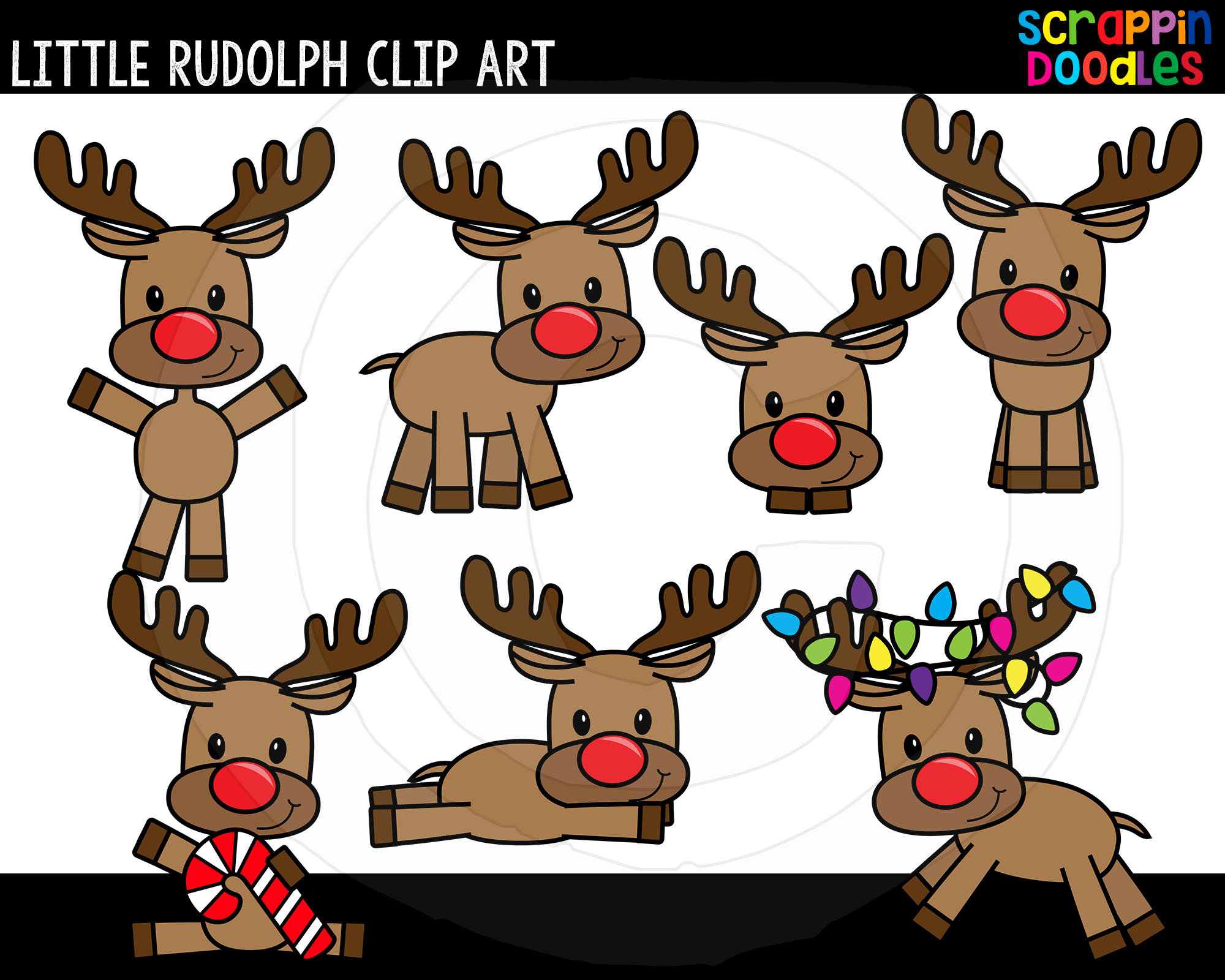 Little Rudolph Clip Art Cute Commercial Use Reindeer Clipart - Etsy