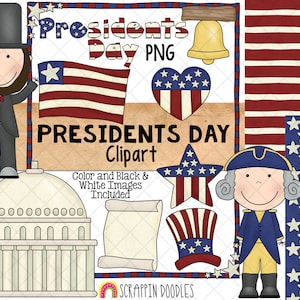 ClipArt do Dia do Presidente - Dia dos Presidentes - Sino da Liberdade - Bandeira dos EUA - Ex-Presidentes ClipArt dos Estados Unidos - George Washington - PNG