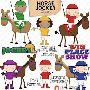 Horse Jockey ClipArt - Derby - Horse Race Track - Racing on Horses - Commercial Use - PNG - Sublimation