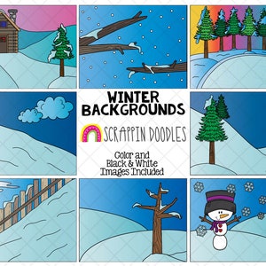 Winter Background Scenes - Commercial Use 11&quot; x 8-1/2&quot; Backgrounds