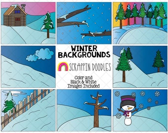 Winter Background Scenes - Commercial Use 11" x 8-1/2" Backgrounds