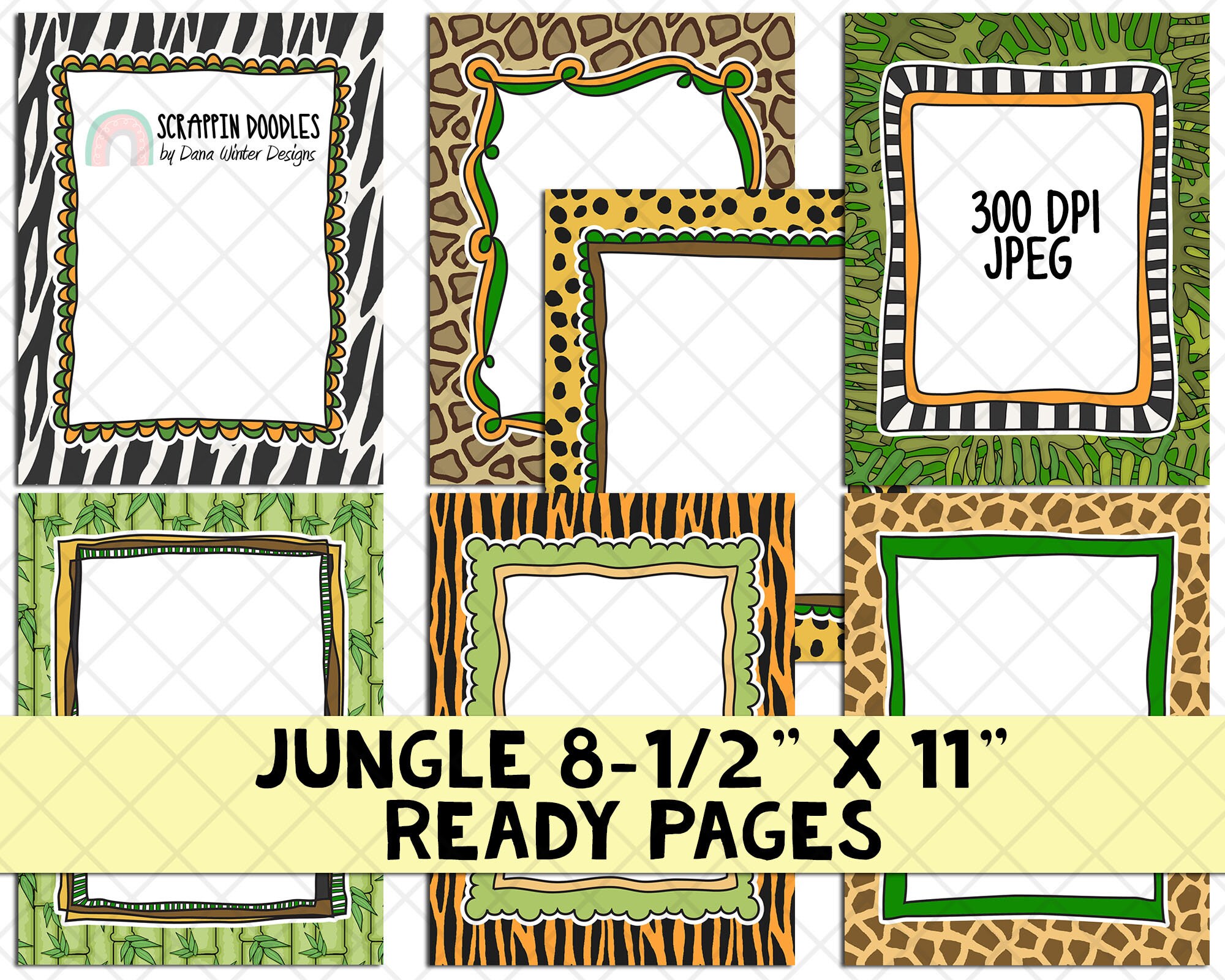 Jungle Clipart Jungle Cover Page Jungle Frames Borders Printable Jungle