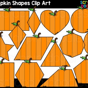 Pumpkin Shapes Clip Art - Cute Commercial Use 2D Shape Clipart, Pumpkin Shape Graphics {Scrappin Doodles Clipart}