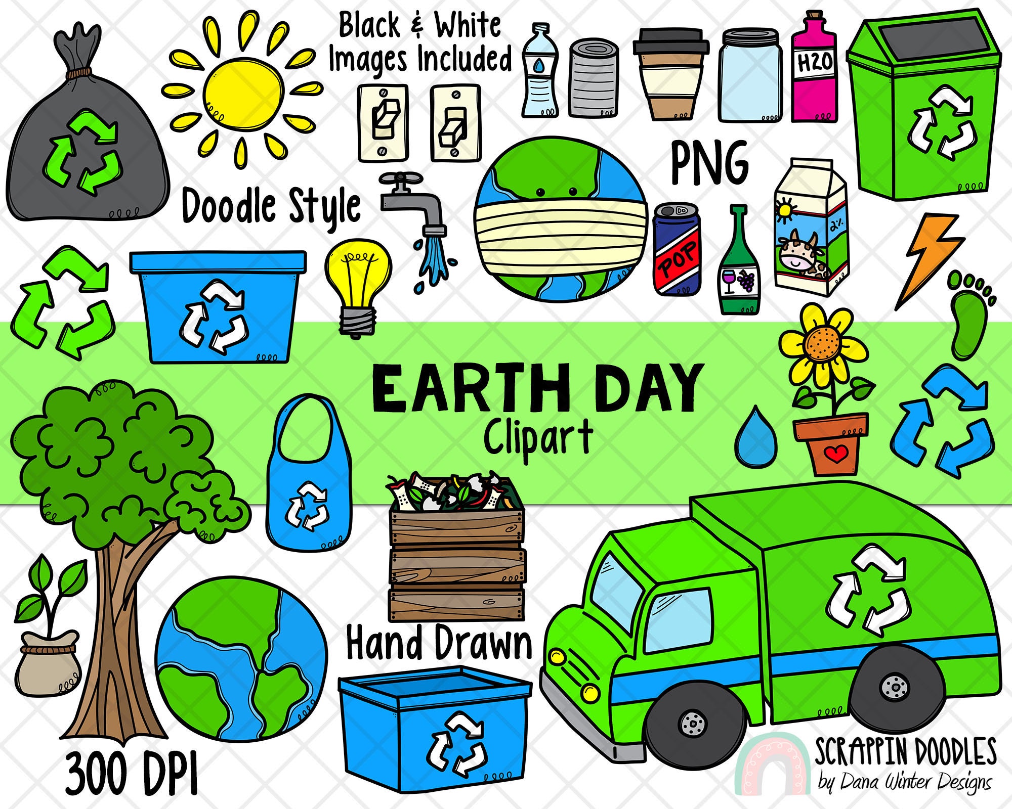 Earth Day Clipart Earth Day Planner Doodles Instant Download Environmental  Kids Reduce Reuse Recycle Graphics Eco Friendly Clipart - Etsy