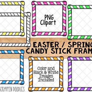 Easter Candy Stick Frames ClipArt - Spring Candy Borders - Commercial Use - PNG