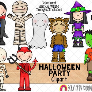 Halloween ClipArt - Halloween Party Costume Graphics - Werewolf Clipart - Mummy Clipart - Vampire Bat - Witch - Sublimation PNG