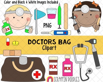 Doctor ClipArt -  Doctors Bag ClipArt - Medical ClipArt - Healthcare ClipArt - Hospital ClipArt - Digital Graphics - PNG Instant Download