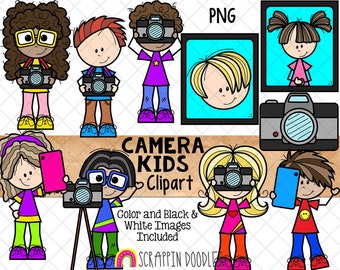 Taking Pictures ClipArt - Camera Kids Clip Art - Photography Graphics - Picture Day - Selfie - Commercial Use PNG Clip Art