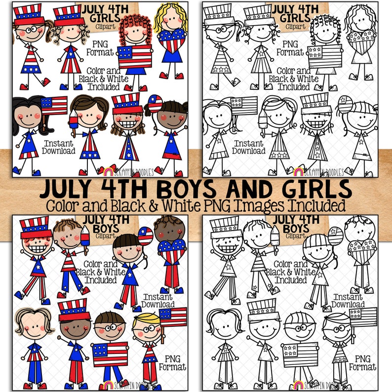 Doodle Kids Clipart Bundle - Doodle Boys and Girls Bundle 1 - Ice Cream ...