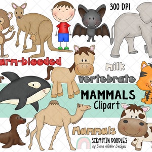 Säuger ClipArt - Süße Tier Clipart - Säuger Clip Art - Sofort Download Handgezeichnete Grafiken