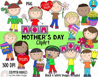 Muttertag Clipart - Muttertag Kinder ClipArt - Mutter Clipart - Mutter Clipart - Muttertag Sublimation Designs - Muttertagsgeschenke