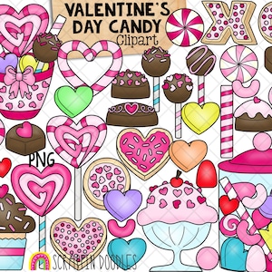 Valentines Day Candy ClipArt - Valentine Cookie Graphics - Chocolate Cake Pops - Heart Candies - Commercial Use PNG