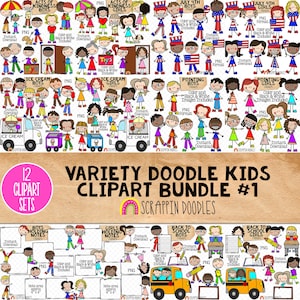 Doodle Kids Clipart Bundle - Doodle Boys and Girls Bundle 1 - Ice Cream Clipart - School Clipart - Acts of Kindness Clipart