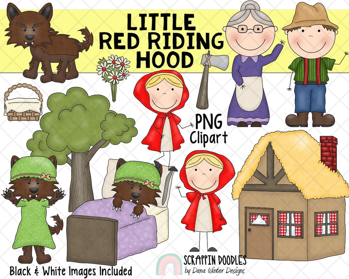 Red Riding Hood Rhyme Little Red Riding Hood Clipart - Kids Story Clip Art - Nursery Rhyme ...