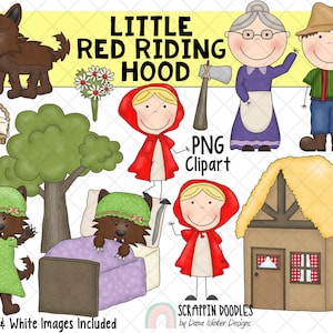 Rotkäppchen Clipart - Kids Story Clip Art - Kinderreim - Märchen Grafik - Großer böser Wolf - Kindergeschichten - Märchenstunde