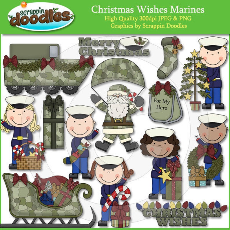 Christmas Wishes Marines Clip Art - Etsy