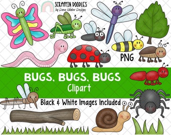Insect ClipArt - Bug ClipArt - Catching Bugs - Hand Drawn Clipart - Summer Bug ClipArt - Cute Bug ClipArt - Create an Insect Scene