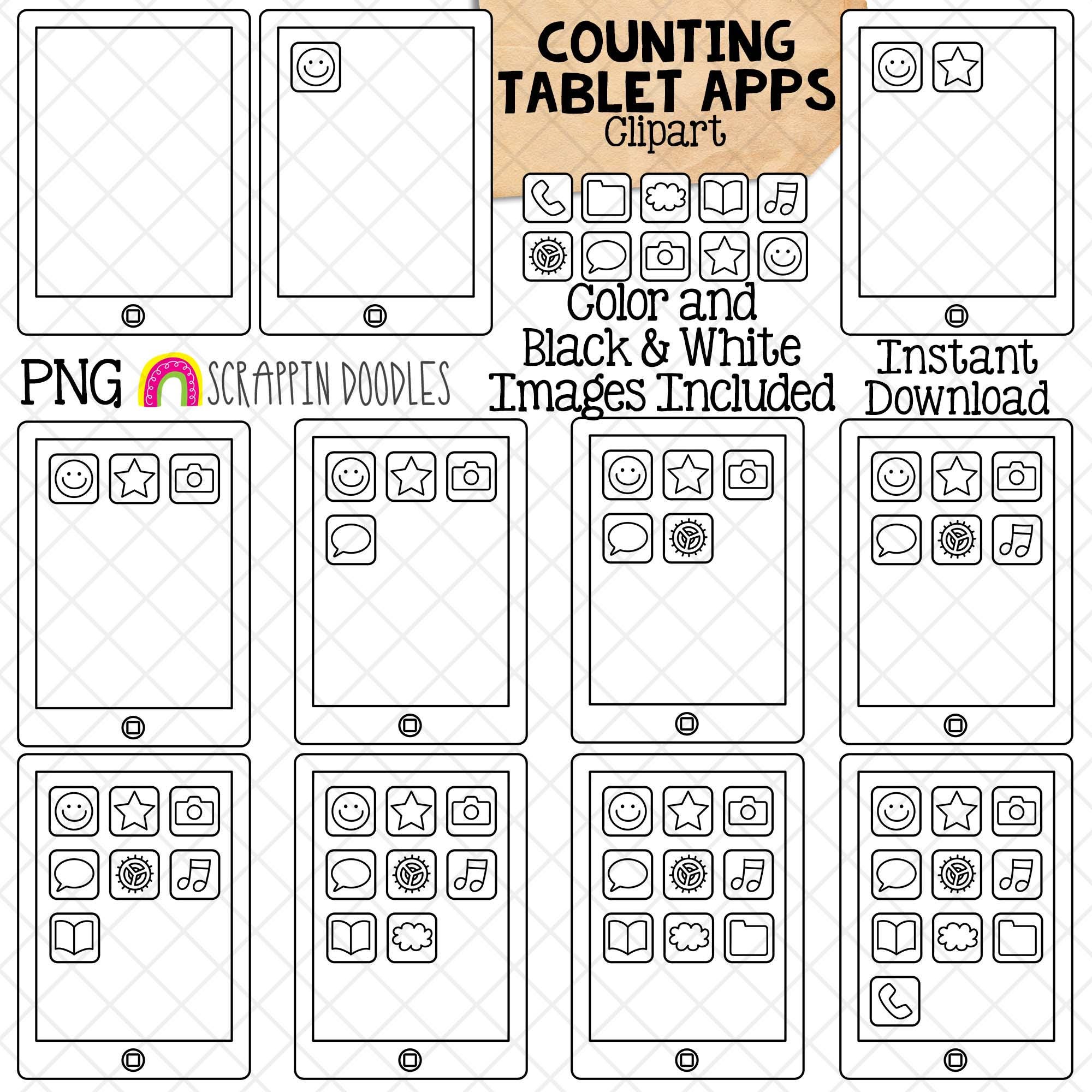 Counting Tablet Apps Clipart - School Counting - Tablet Applications ...
