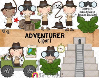 Adventurer ClipArt - Jeep Adventure - Jungle Jeep - Explorer - Treasure Hunter - Hand Drawn PNG - Commercial Use Sublimation