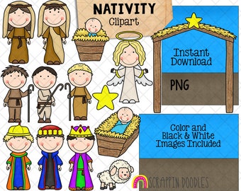 Christmas Nativity ClipArt  - Christmas Baby Jesus ClipArt - Mary Joseph Nativity Scene - Create A Scene - Commercial Use PNG Sublimation