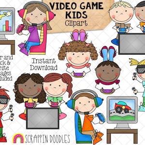 Gaming ClipArt - Bambini che giocano ai videogiochi - Gioco di realtà virtuale - Giocatori - Uso commerciale PNG