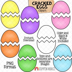Imágenes Prediseñadas de huevos agrietados - Parte superior e inferior del huevo - Huevos de Pascua partidos por la mitad - CU PNG