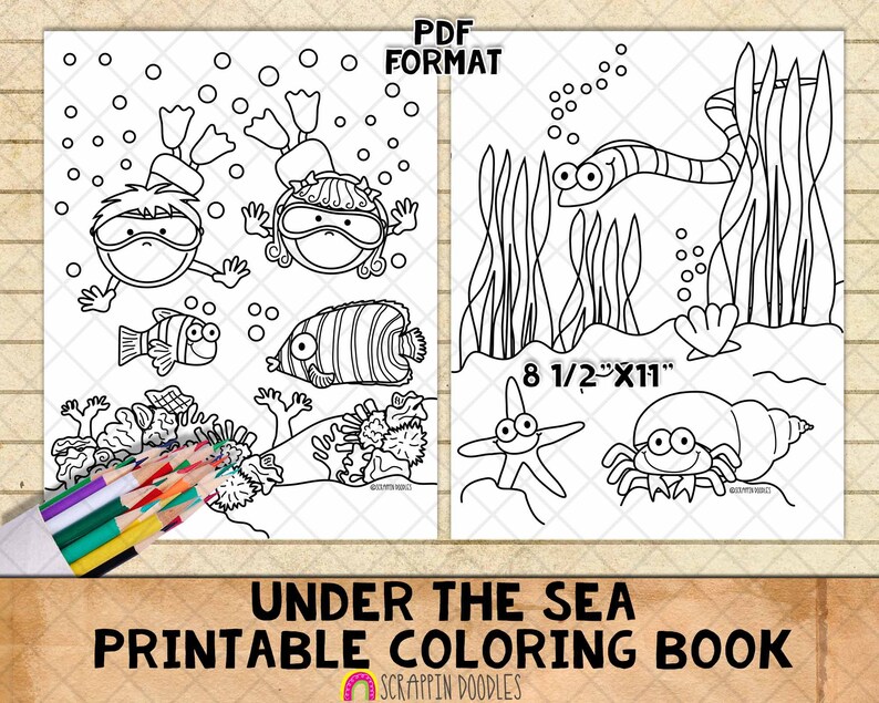 Under the Sea Coloring Book - Ocean Coloring Pages - Printable PDF ...