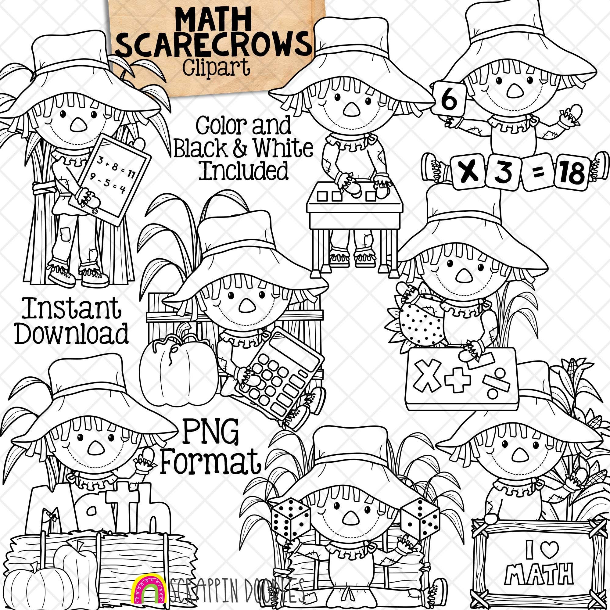 Math Scarecrow Math Scarecrows Clip Art - School - Autumn - Fall Farm - Hay Bales ...