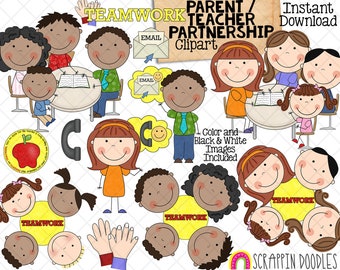 Parent / Teacher Partnership ClipArt - Meet the Teacher - Parents Meeting Teachers - Commercial Use PNG