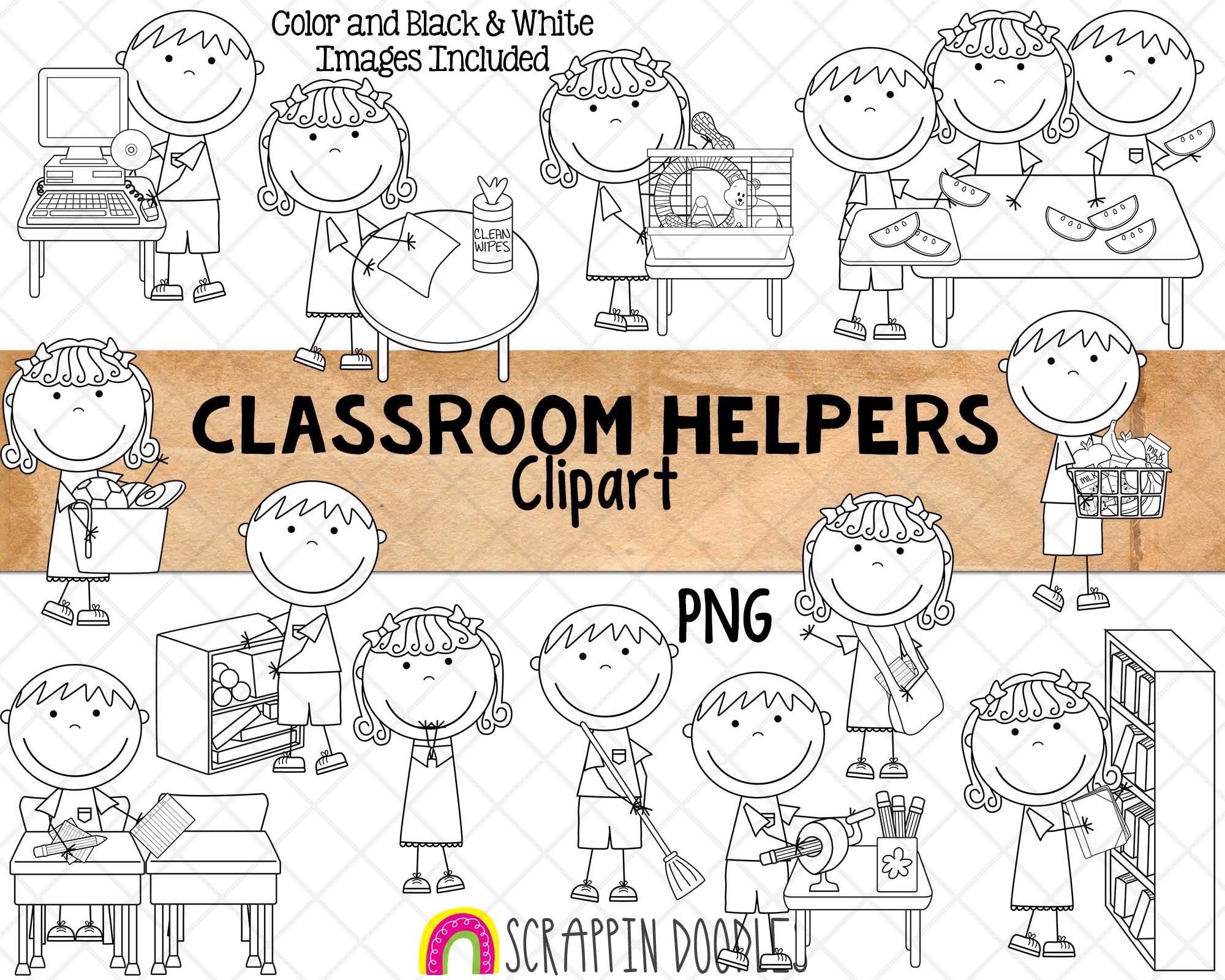 Classroom Helpers Clipart Kids Doing Classroom Chores Clipart