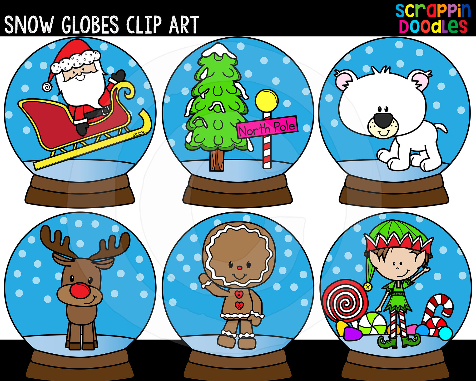 Snow Globes Clip Art - Cute Commercial Use Snow Globe