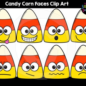 Imágenes Prediseñadas de caras de maíz dulce de Halloween - Gráficos lindos de expresión/emoción
