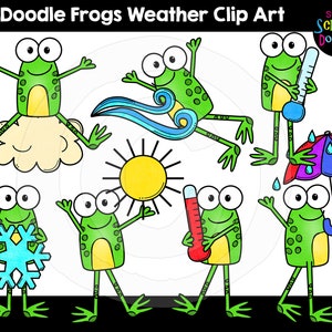 Doodle Frösche Wetter Clip Art - Niedliche Kommerzielle Nutzung Wetter Frosch Grafiken {Scrappin Doodles Clip Art}