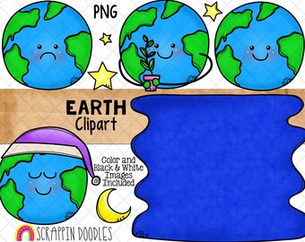 Earth ClipArt - Commercial Use Earth Day Clip Art - EarthDay Graphics - Hand Drawn PNG