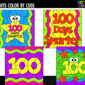 100 dagars färgläggningsmallar med kod - Söt kommersiell färgläggningsmallar med kod - 100 dagars skola färgläggningsmallar med kod