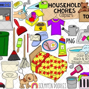 Household Chores ClipArt - Doing Chores ClipArt - Chore Chart Images - Commercial Use Allowed PNG Graphics