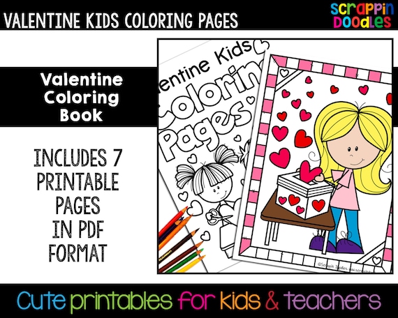 Valentine Kids Coloring Book  Cute Valentine's Day