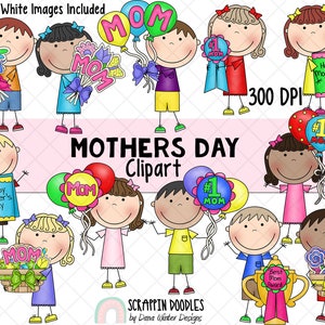 Clipart fête des mères - clipart enfants fête des mères - clipart maman - clipart maman - sublimation designs fête des mères - cadeaux pour la fête des mères